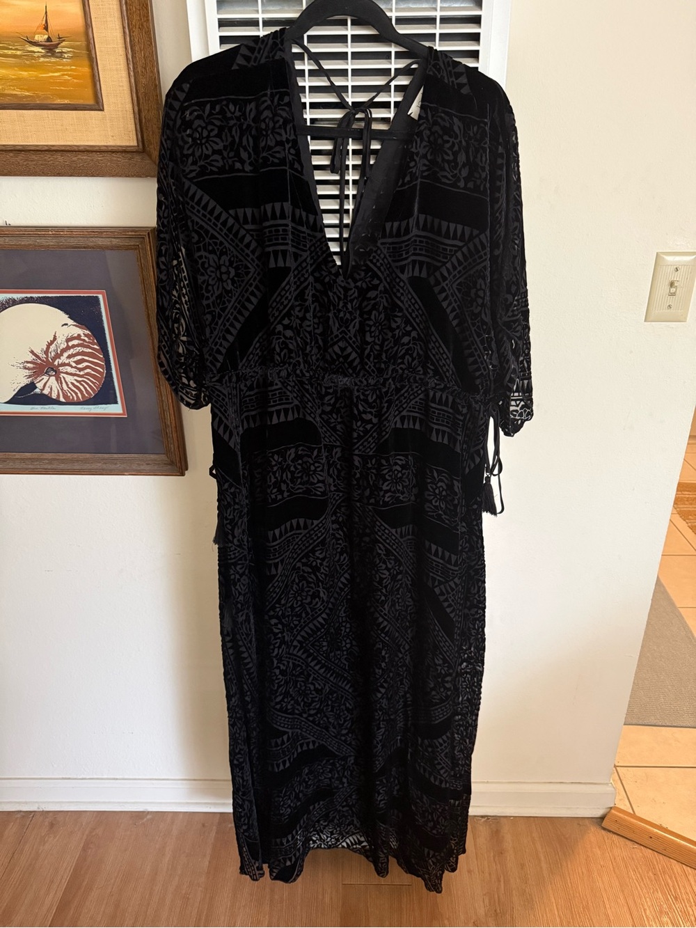Jade by Johnny Was Black Velvet Burnout Maxi Dress - Women